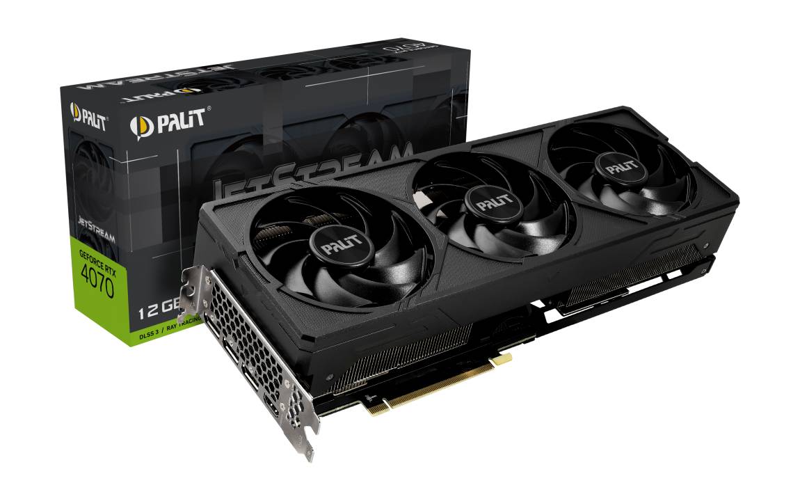 Видеокарта GeForce RTX 4070, 12Gb GDDR6X 192bit, Palit JetStream NED4070019K9-1047J, RTL