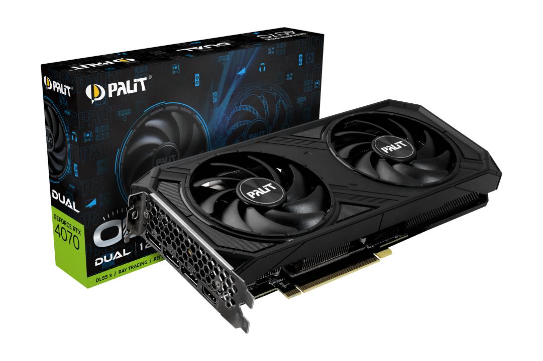 Видеокарта GeForce RTX 4070, 12Gb GDDR6X 192bit, Palit Dual OC NED4070S19K9-1047D, RTL