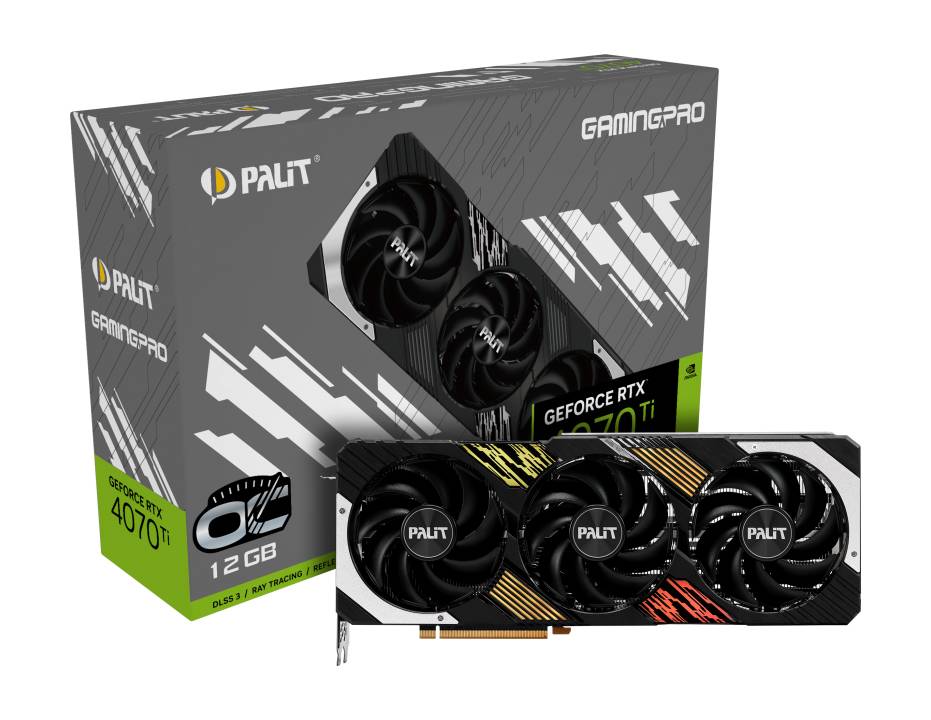 Видеокарта GeForce RTX 4070 Ti, 12Gb GDDR6X 192bit, Palit GamingPro OC NED407TT19K9-1043A, RTL