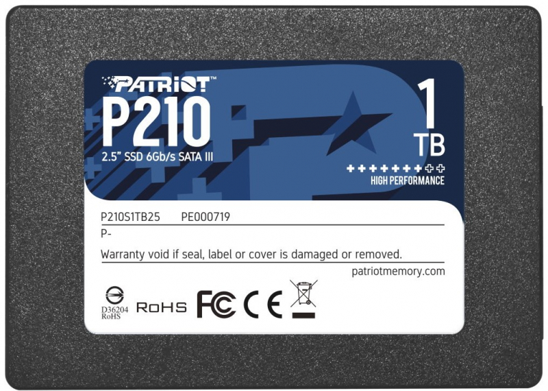 1Tb SSD Patriot P210 P210S1TB25, 2.5", (520/430), SATA III