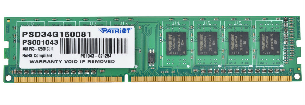 Оперативная память 4Gb Patriot Signature PSD34G160081, DDR III, PC-12800, 1600MHz