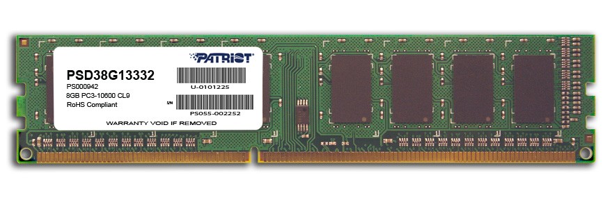 Оперативная память 8Gb Patriot Signature PSD38G13332, DDR III, PC-10600, 1333MHz, 1.5V