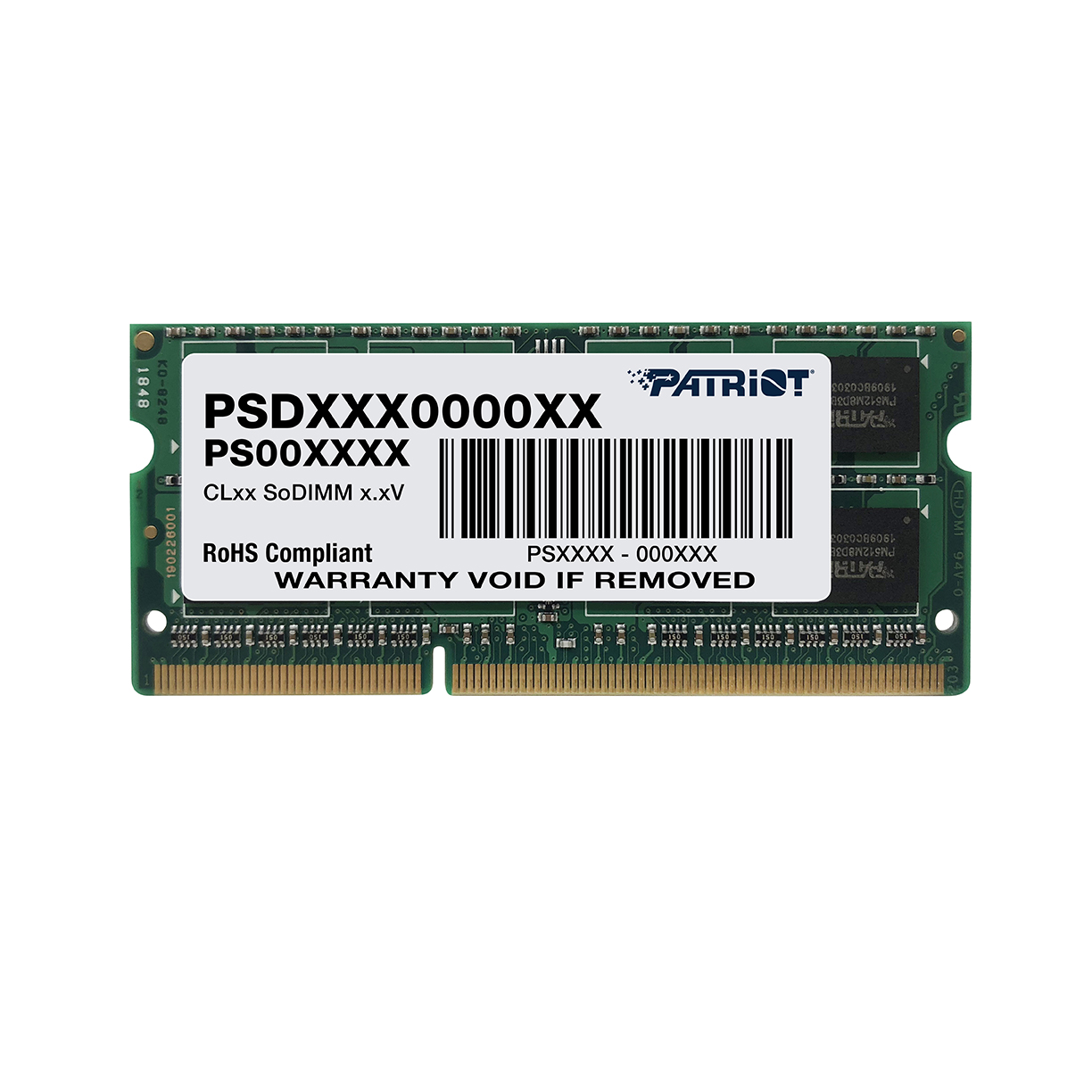 Оперативная память для ноутбука 8Gb Patriot Signature PSD38G16002S, SODIMM DDR III, PC-12800, 1600MHz, 1.5V