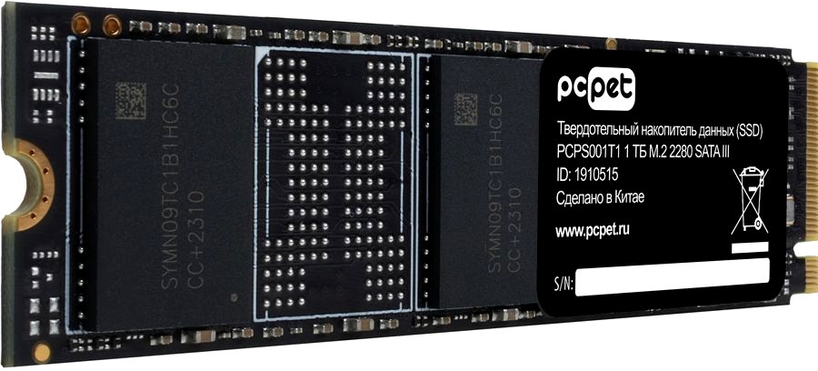 1Tb SSD PC Pet PCPS001T1 OEM, (500/450), SATA M.2