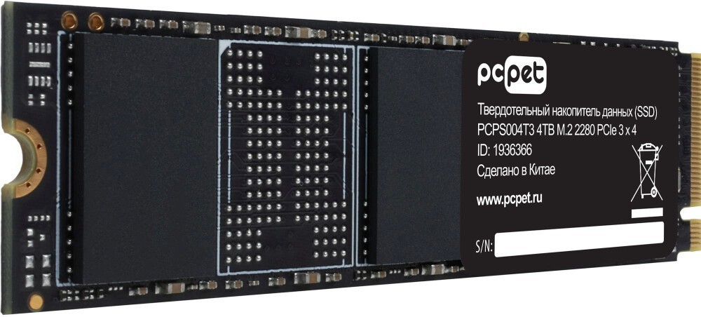 4Tb SSD PC Pet PCPS004T3 OEM, (3000/2000), NVMe M.2