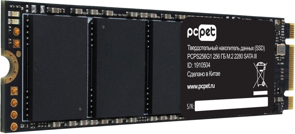 256Gb SSD PC Pet PCPS256G1 OEM, (500/420), SATA M.2