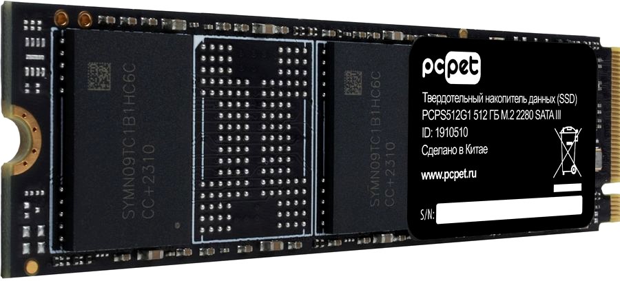 512Gb SSD PC Pet PCPS512G1 OEM, (500/450), SATA M.2