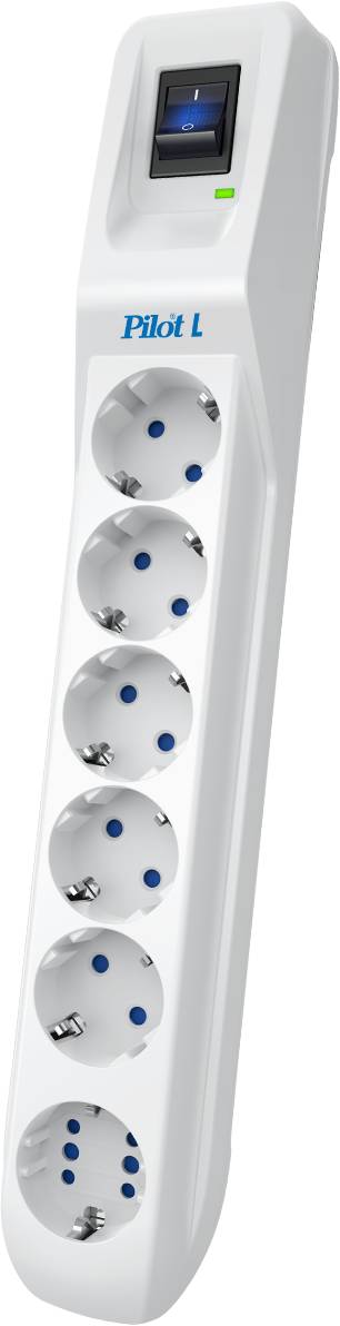 Сетевой фильтр 1.8м 6 розеток Pilot L (GP) белый