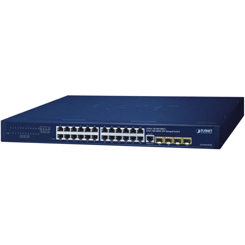 Коммутатор PLANET GS-4210-24T4S, 24xLAN 1Gbps, 4xSFP 1Gbps