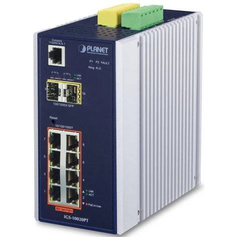 Коммутатор PLANET IGS-10020PT, 8xLAN 1Gbps, 2xSFP 1Gbps, PoE