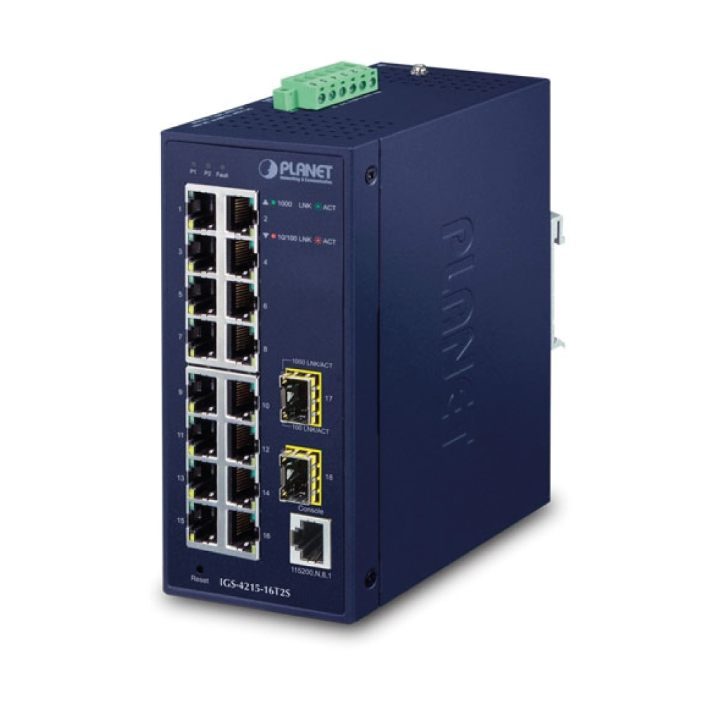 Коммутатор PLANET IGS-4215-16T2S, 16xLAN 1Gbps, 2xSFP 1Gbps