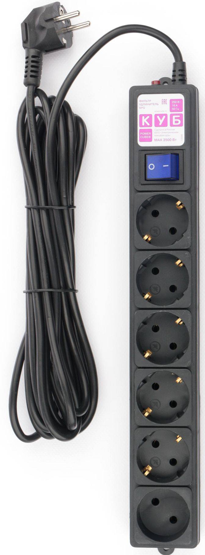 Сетевой фильтр 5м 6 розеток Power Cube SPG6-B-5M черный