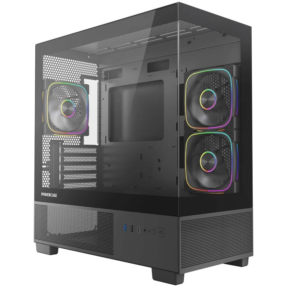 Корпус Powercase Vision Micro S4B Black VMMSHB-A3, без БП, mATX