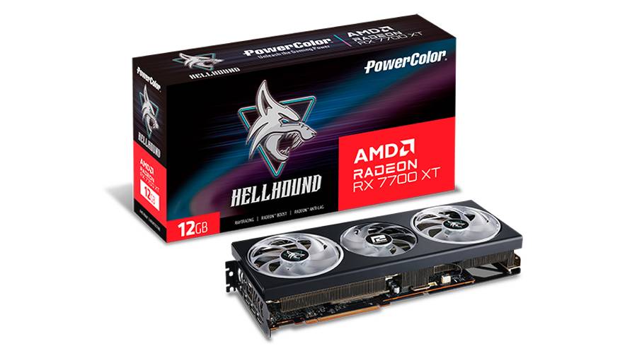 Видеокарта Radeon RX 7700 XT, 12Gb GDDR6 192bit, PowerColor Hellhound RX7700XT 12G-L/OC, RTL