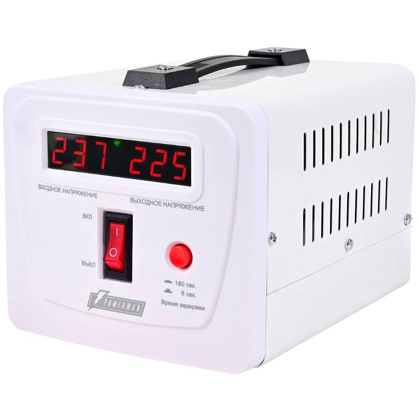 Стабилизатор Powerman AVS 1000 E белый, 1000VA (2xSchuko)