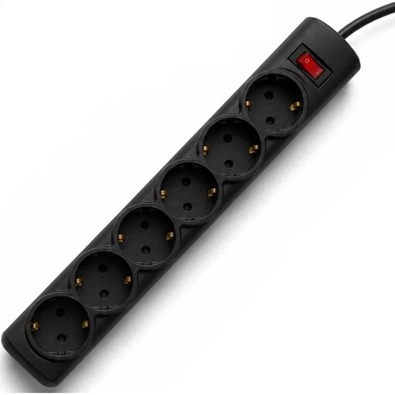 Сетевой фильтр 5м 6 розеток PROGIX PG637, черный