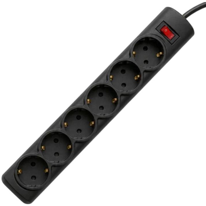 Сетевой фильтр 5м 6 розеток PROGIX PG667, черный