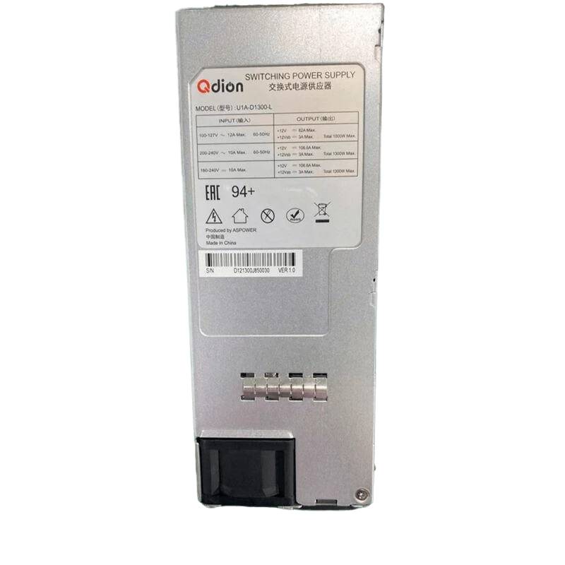 Блок питания 1200Вт, Qdion U1A-D1300-L , 85+ Platinum, APFC, 1U
