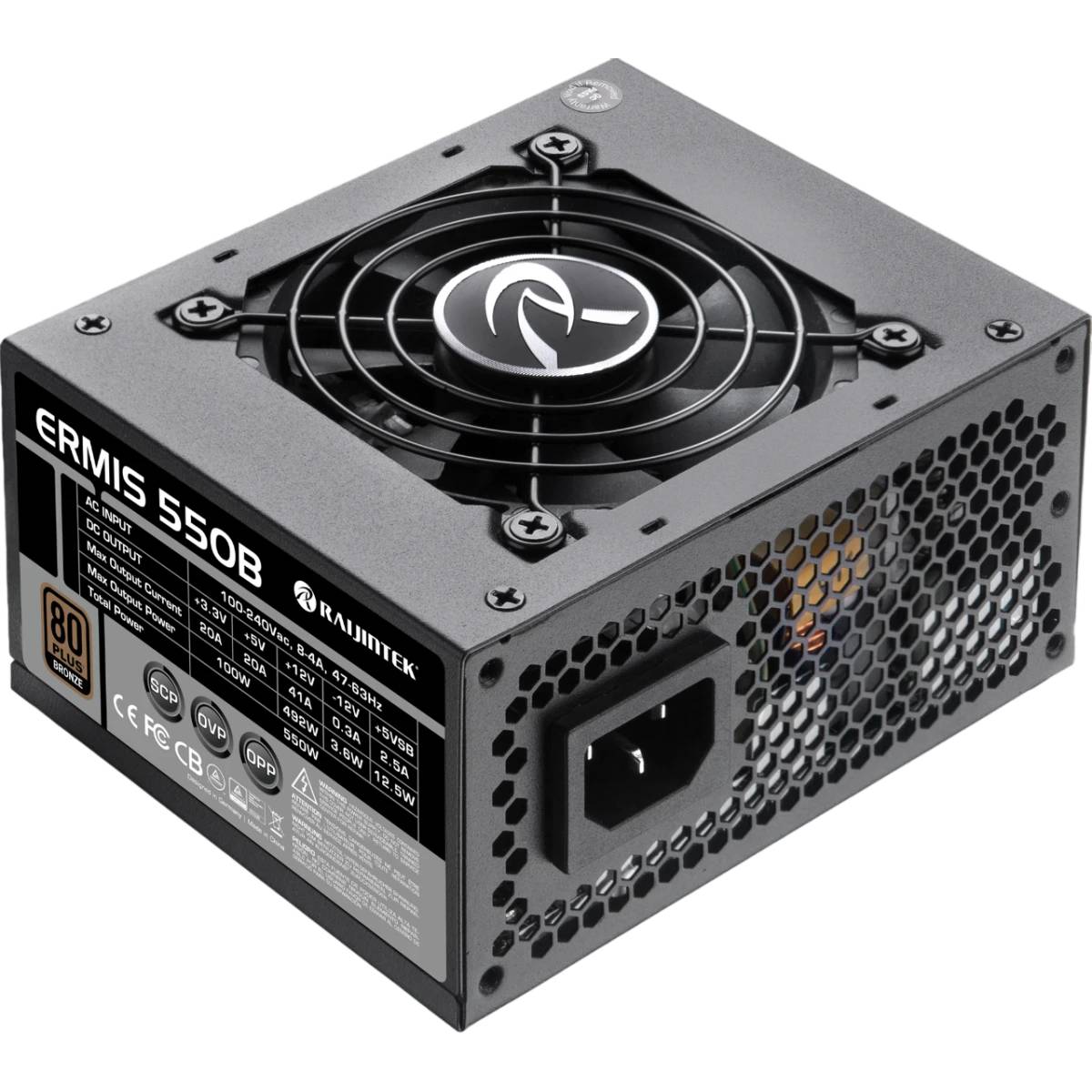 Блок питания 550Вт, Raijintek ERMIS 550 (0R30B00002), 80 Plus Bronze, APFC, ATX