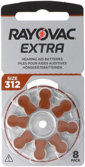 Батарейка PR41, Rayovac Extra 312 BL8 блистер 8шт