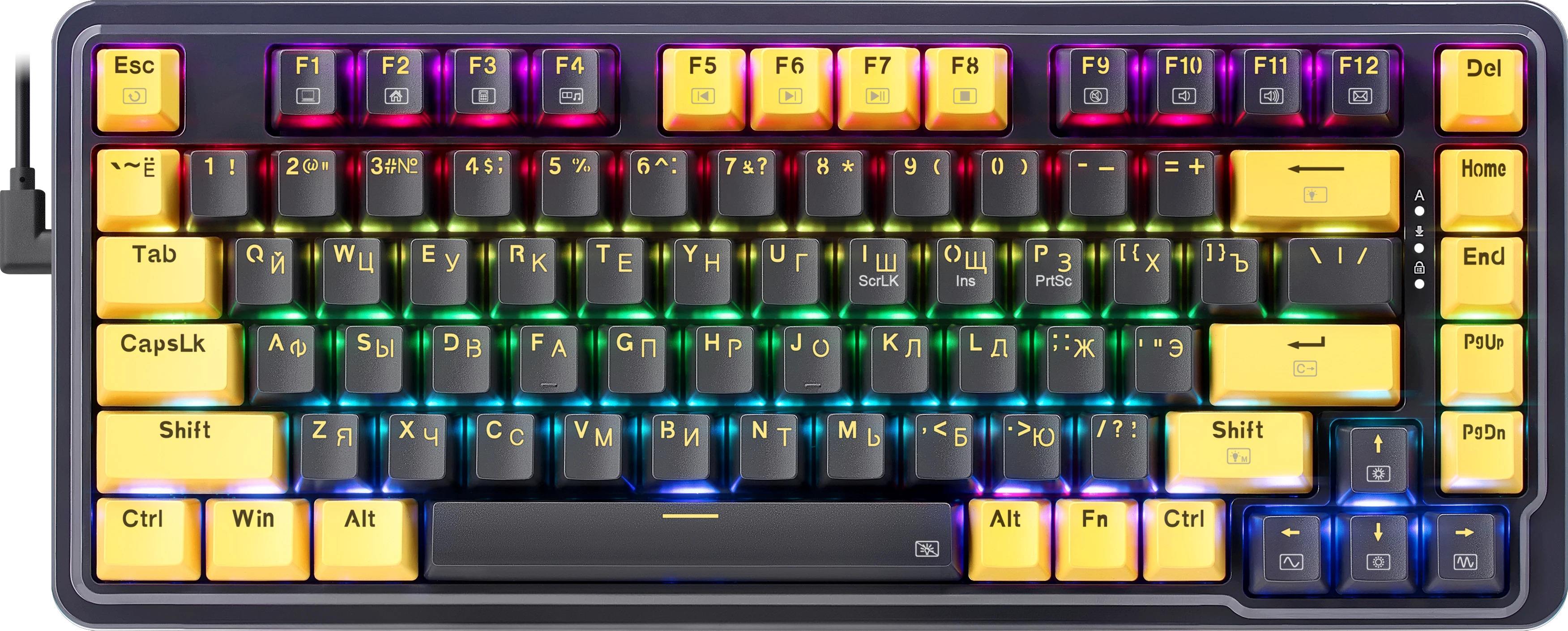 Клавиатура Redragon ELF RU, черный/желтый 71664