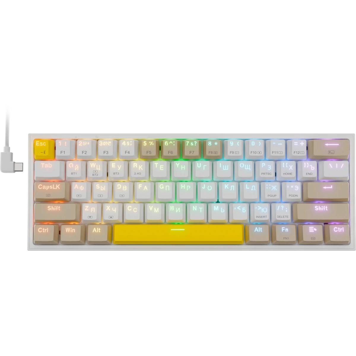 Клавиатура Redragon Fizz Pro, серый/желтый 72598