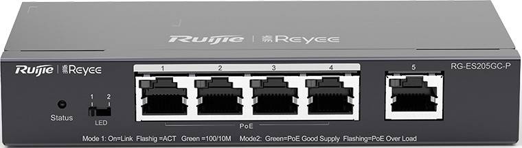 Коммутатор Reyee RG-ES205GC-P, 5xLAN 1Gbps, PoE+