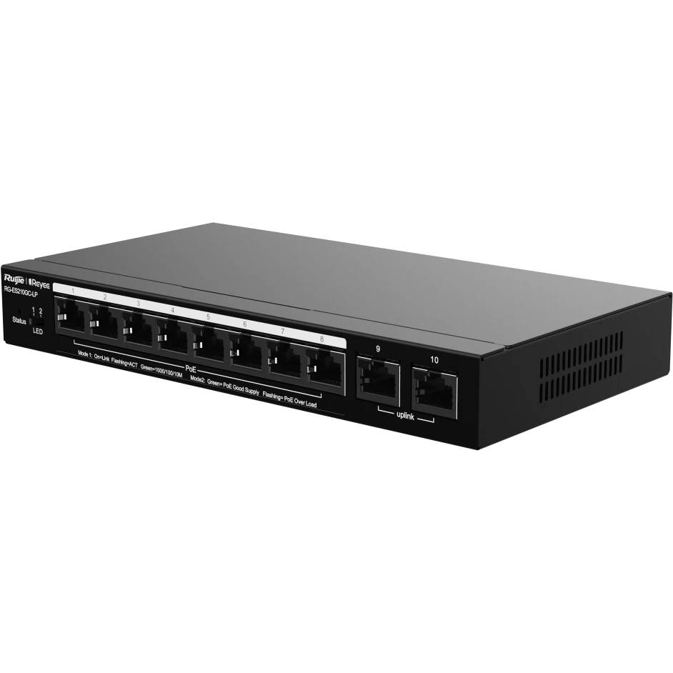 Коммутатор Reyee RG-ES210GC-LP, 10xLAN 1Gbps, PoE