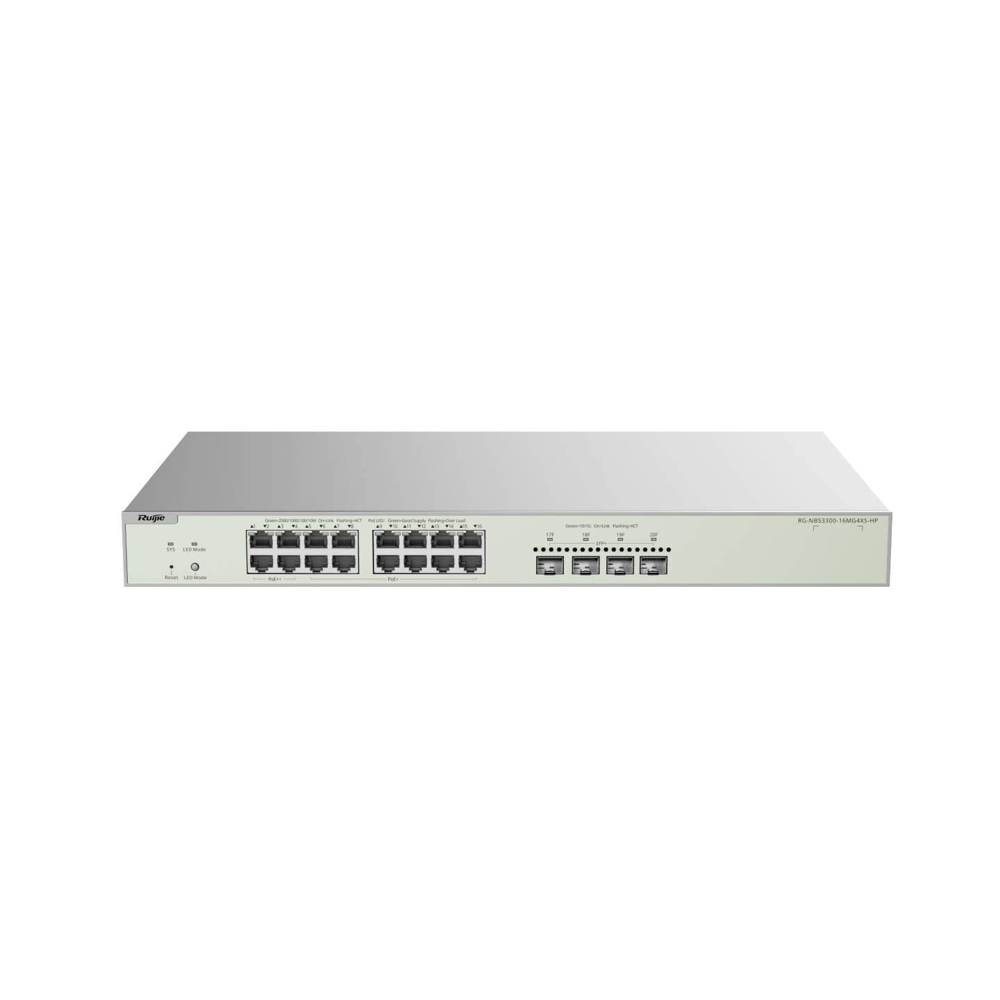 Коммутатор Ruijie Reyee RG-NBS3300-16MG4XS-HP, 16xLAN 1Gbps, 4xSFP+, PoE