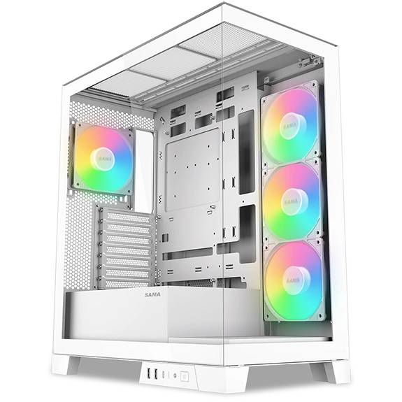 Корпус SAMA V50 White V50-WHADA4X1-GL, без БП, ATX