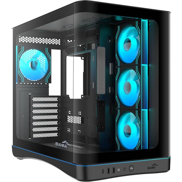 Корпус SAMA V62S Black V62S-BKADA4X1-GL, без БП, ATX