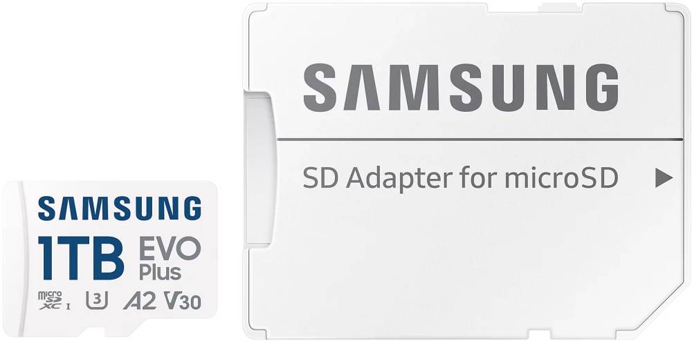 Карта памяти 1Tb Samsung EVO Plus MB-MC1T0SA/EU, SD Micro, SDXC Class 10, UHS-I U3, переходник