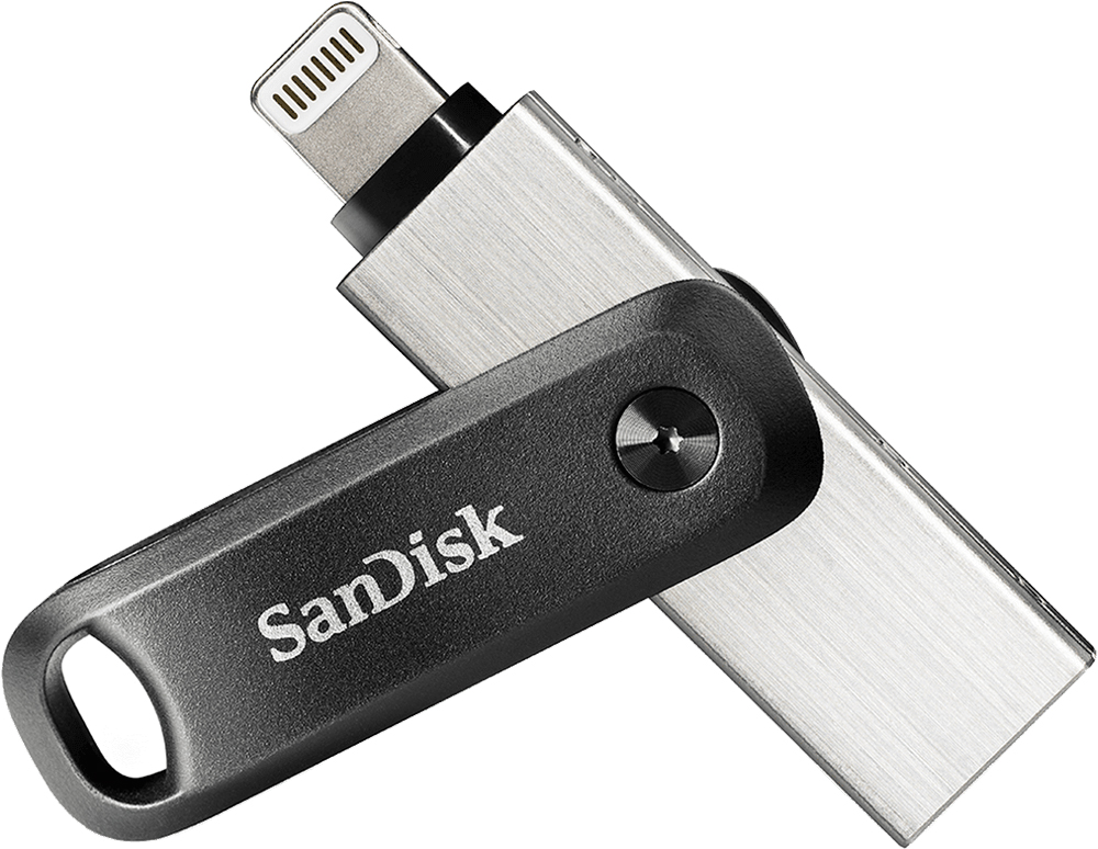 64Gb SanDisk iXpand Go SDIX60N-064G-GN6NN, USB3.2 + Lightning, Silver/Black