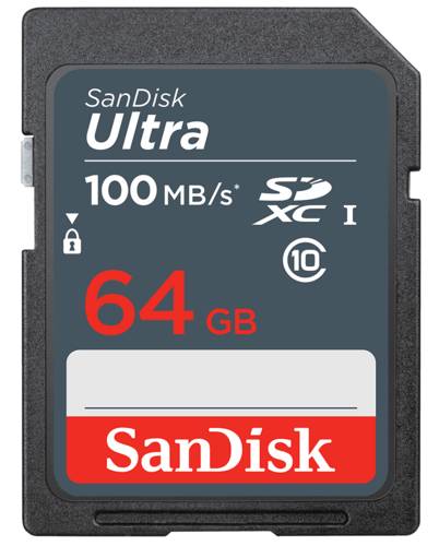Карта памяти 64Gb SanDisk Ultra SDSDUNR-064G-GN3IN, SD, SDXC Class 10, UHS-I