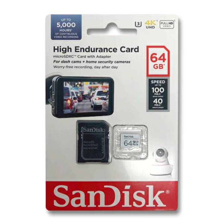 Карта памяти 64Gb SanDisk High Endurance SDSQQNR-064G-GN6IA, SD Micro, SDXC Class 10, UHS-I U3, переходник