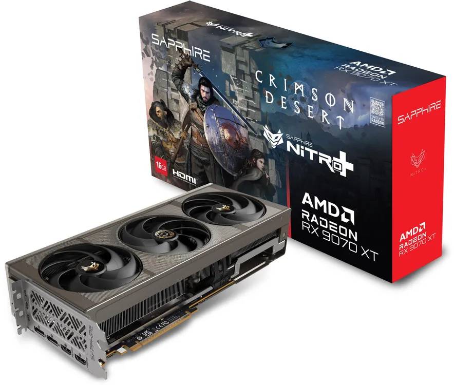 Видеокарта Radeon RX 9070 XT, 16GB GDDR6 256b, Sapphire RX 9070 XT NITRO+ CRIMSON DESERT EDITION GAMING OC 16G 11348-10-20G, RTL