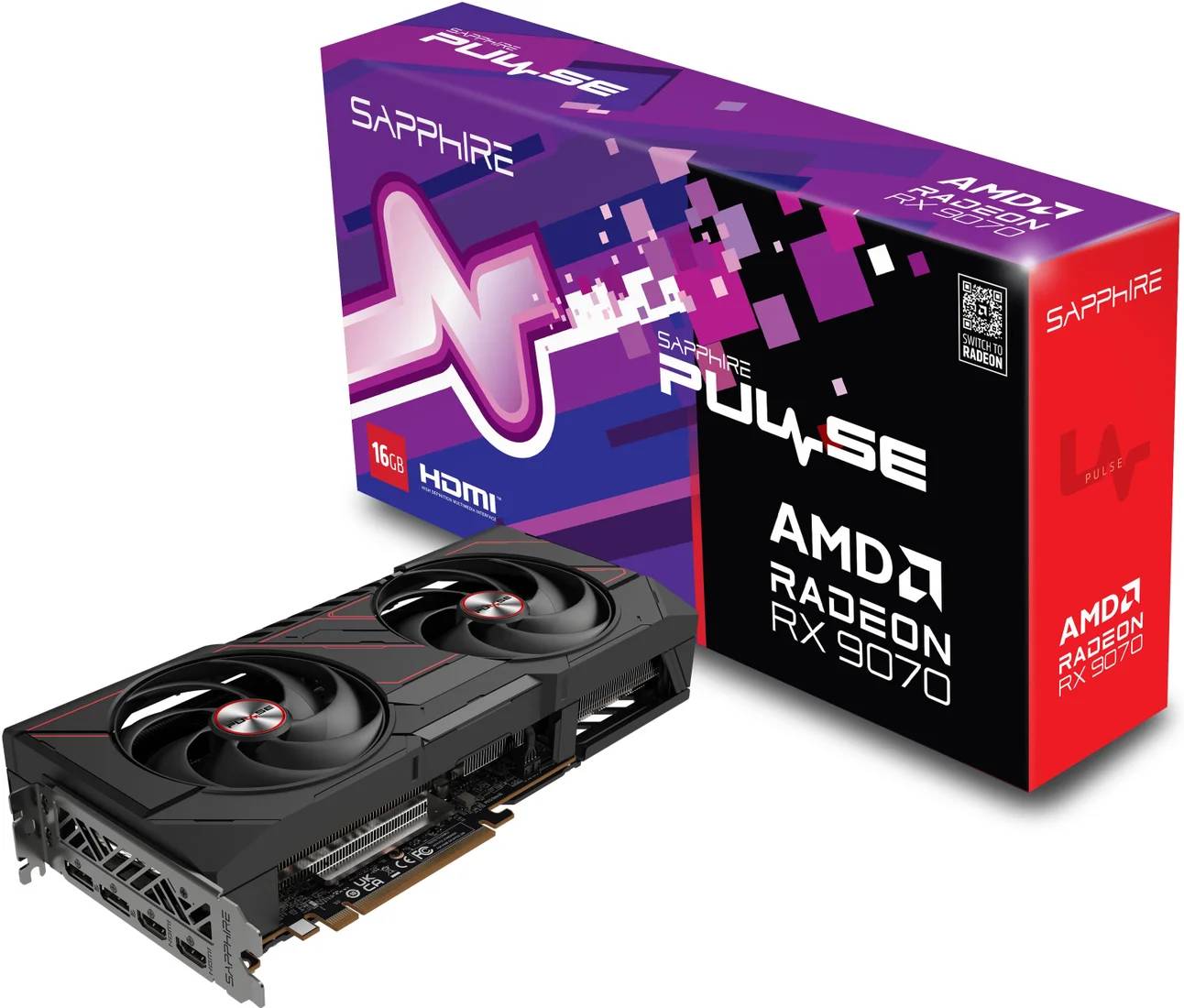 Видеокарта Radeon RX 9070, 16GB GDDR6 256b, Sapphire RX 9070 PULSE 16G 11349-03-20G, RTL