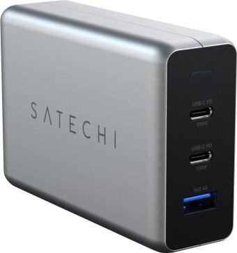 СЗУ Satechi Compact GaN Charger 100W ST-TC100GM-EU, серый, 2xUSB Type-C, USB