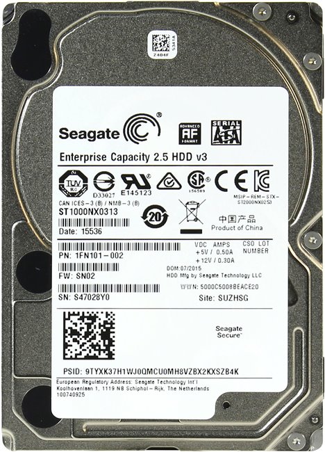 1Tb Seagate Enterprise Capacity ST1000NX0313, 7200rpm, SATA III, 128Mb