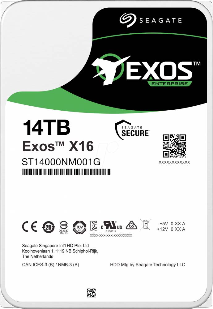 14Tb Seagate Exos X16 ST14000NM001G, 7200rpm, 3.5", SATA III, 256Mb