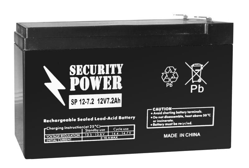 12V / 7Ah, аккумулятор для UPS, Security Power SP 12-7.2 F2