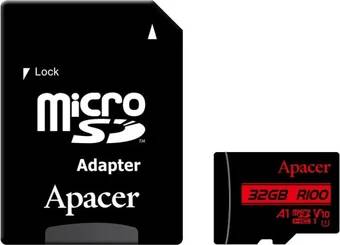 Карта памяти 128Gb Apacer AP128GMCSX10UB-R, SD Micro, SDXC Class 10, UHS-I, переходник