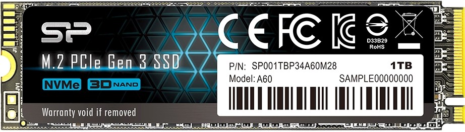 1Tb SSD Silicon Power P34A60 SP001TBP34A60M28, (2200/1600), NVMe M.2