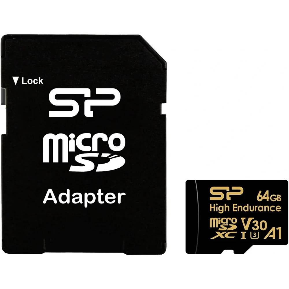 Карта памяти 64Gb Silicon Power Golden High Endurance SP064GBSTXDV3V1HSP, SD Micro, SDXC Class 10, UHS-I U3