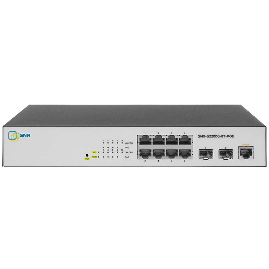 Коммутатор SNR SNR-S2200G-8T-POE, 8xLAN 1Gbps, 2xSFP+, PoE