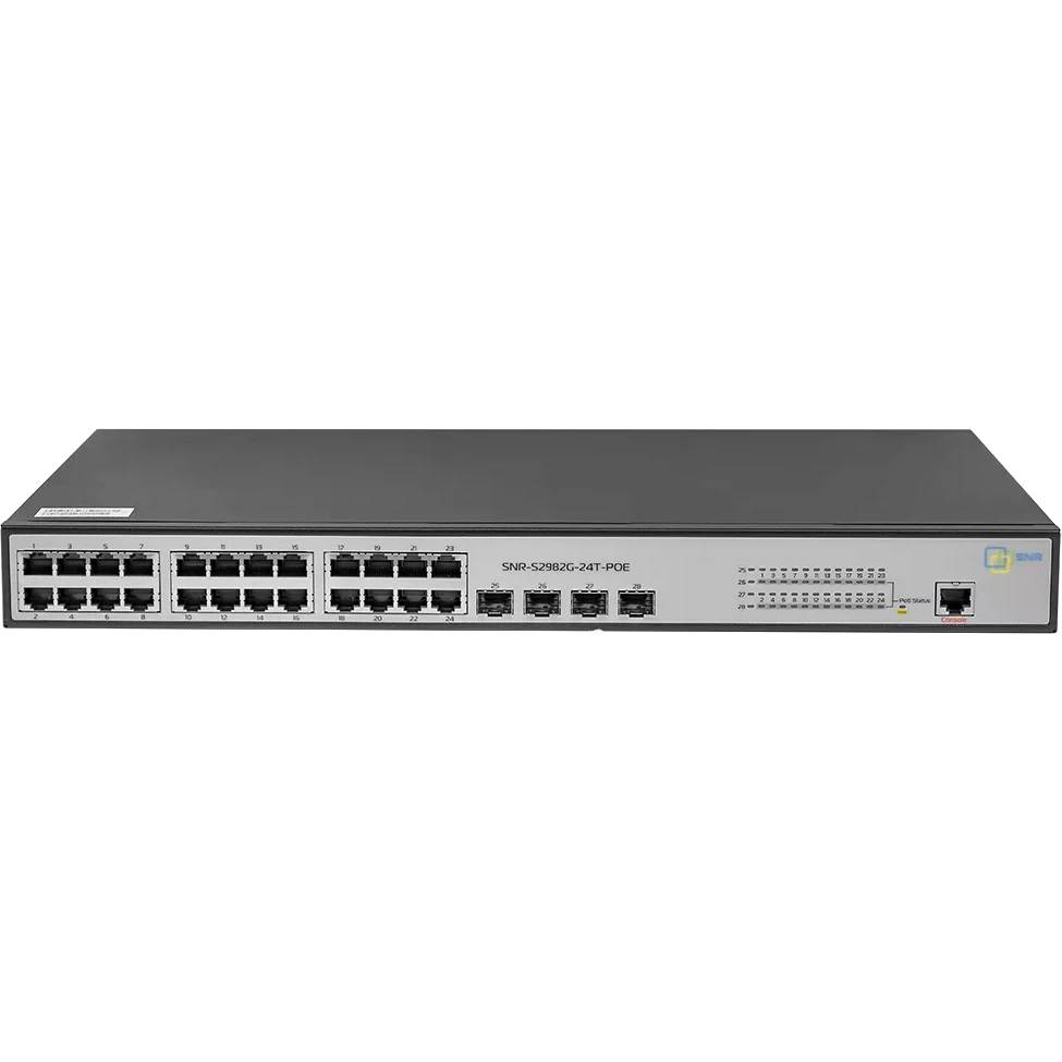 Коммутатор SNR SNR-S2982G-24T-POE, 24xLAN 1Gbps, 4xSFP, PoE