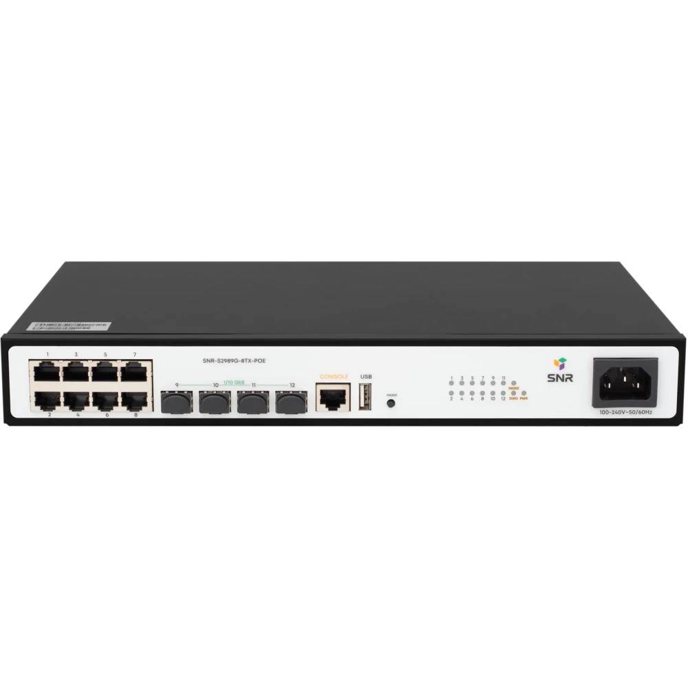 Коммутатор SNR SNR-S2989G-8TX-POE, 8xLAN 1Gbps, 4xSFP+