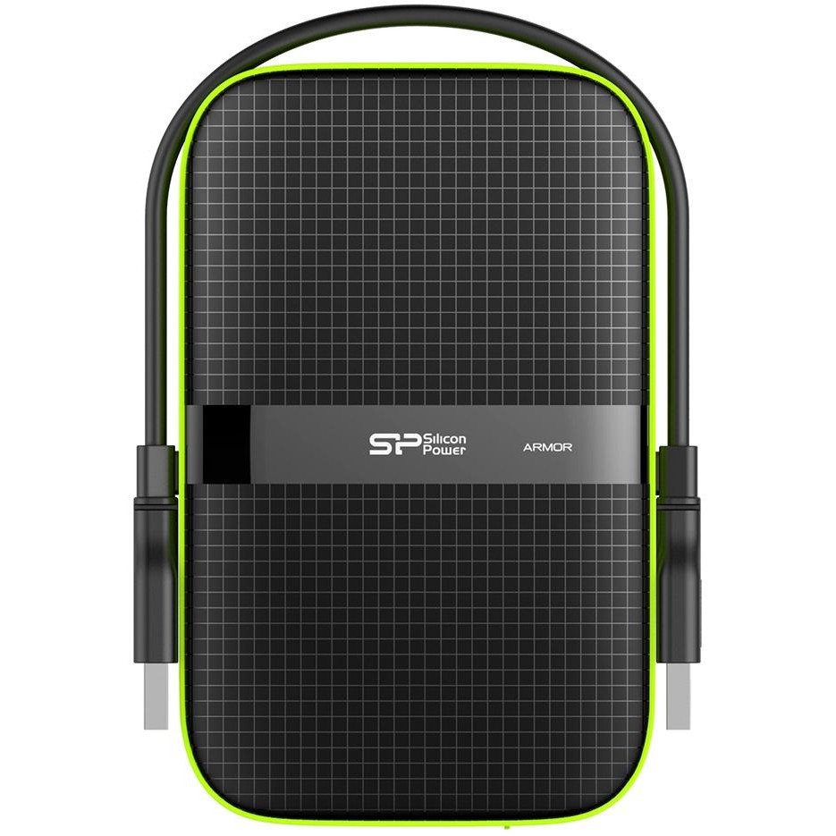 Внешний HDD 2Tb Silicon Power Armor A60 SP020TBPHDA60S3K, USB3.2, Black-Green