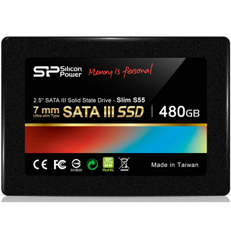 480Gb SSD Silicon Power Slim S55 SP480GBSS3S55S25, 2.5", (560/500), SATA III