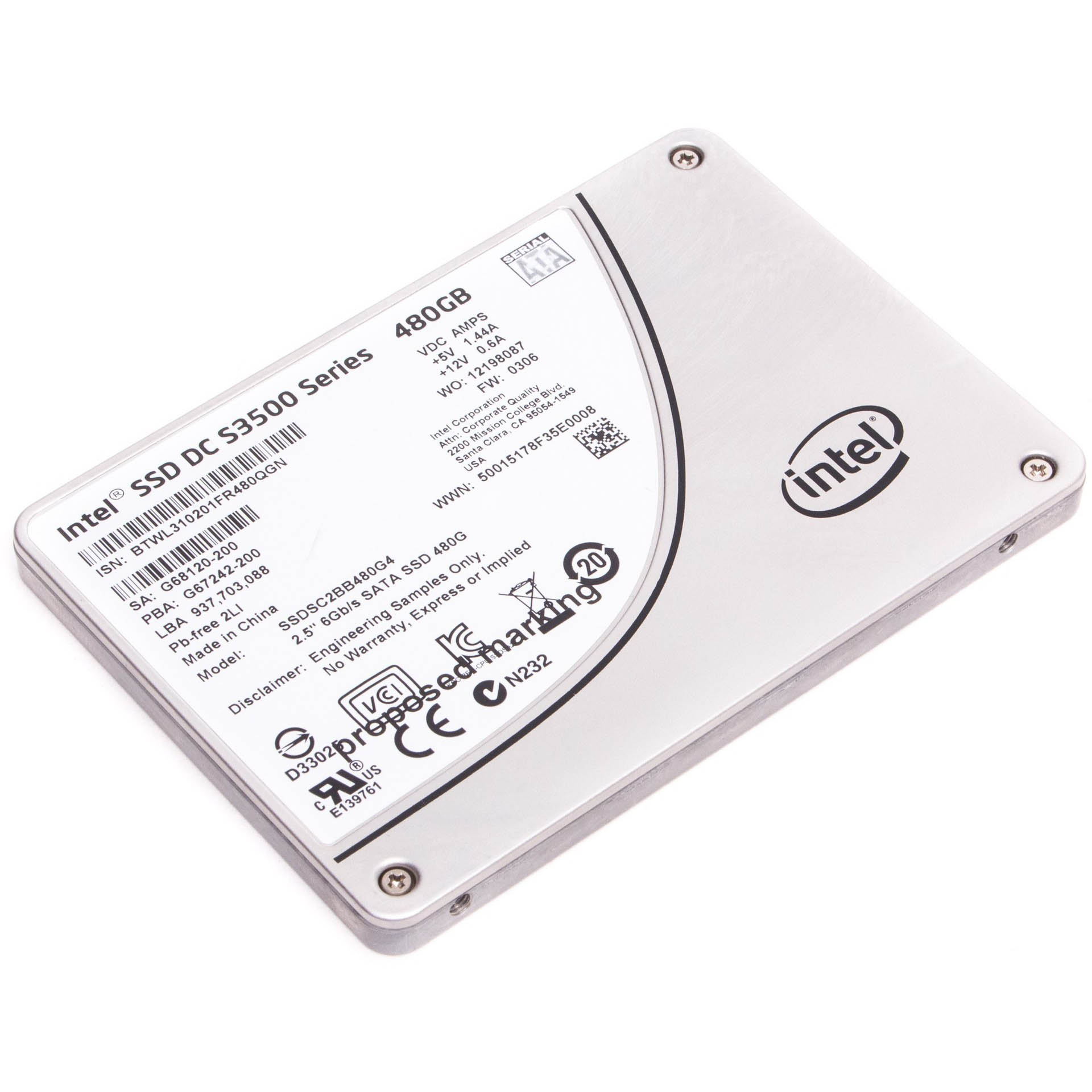 480Gb SSD Intel DC S3500, SSDSC2BB480G401, 2.5", MLC, (500/410), SATA III